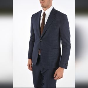 Z ZEGNA MEN'S BLACK WOOL CHECKERED SUIT 2 PC LIKE NEW 54 R